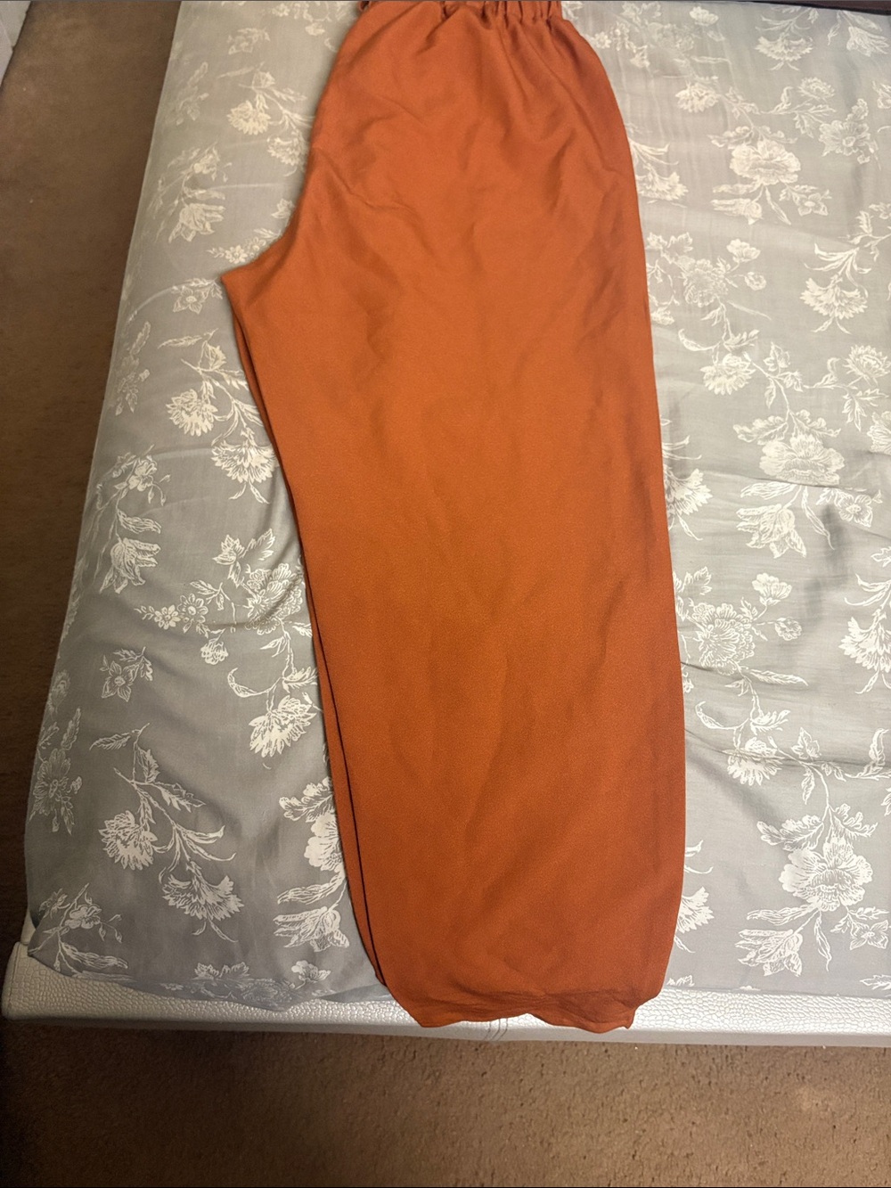 Burnt Orange High Rise Paperbag Wide Leg Pants